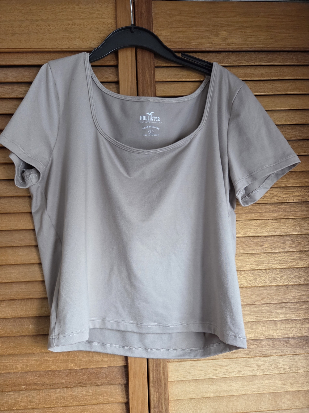 Hollister Women's Scoop Neck Tee - Light Taupe